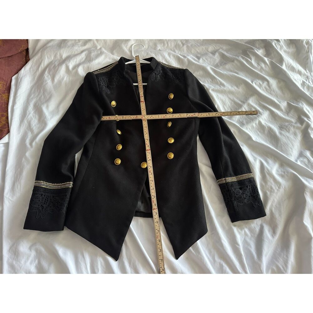 Romeo + Juliet Couture Military Blazer Black Gold Button Jacket Women M - Picture 5 of 10